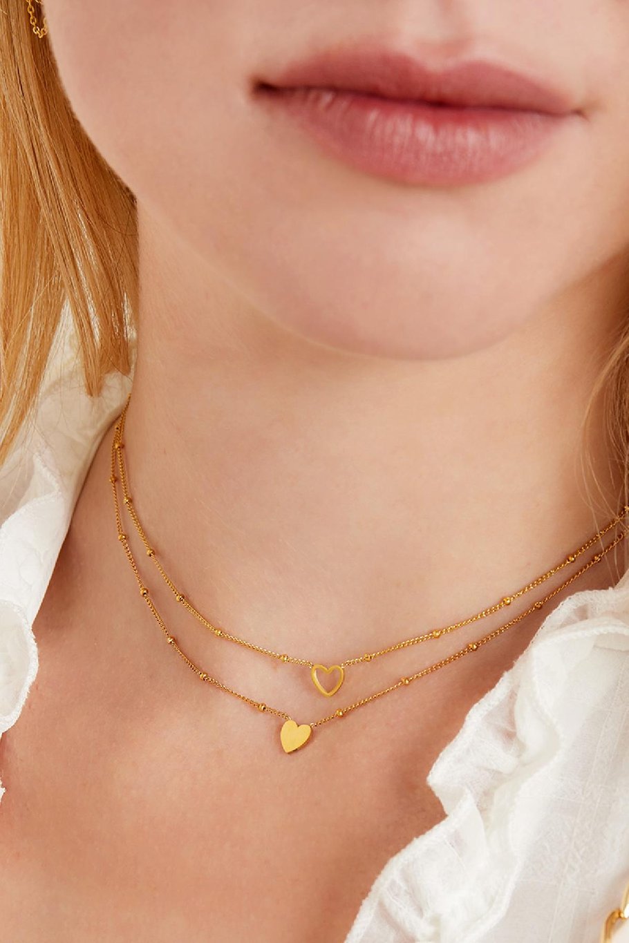 Collana minimalista a cuore aperto Gold Stainless Steel Immagine2